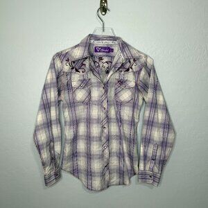 Cowgirl Hardware Dutton Long Sleeve Button Front Western Top XL 14/16